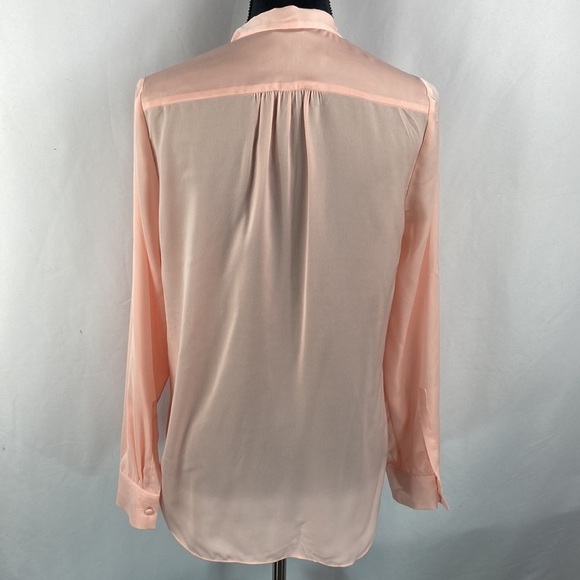 J. Crew Blush Pink Long Sleeve Tie Neck Blouse - Picture 2 of 9